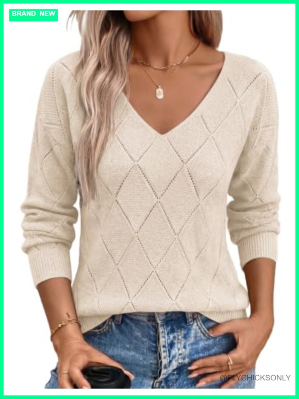 Zeagoo Womens Lightweight Knit V Neck Long Sleeve Pullover Sweater
